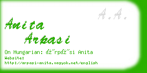 anita arpasi business card